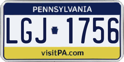 PA license plate LGJ1756