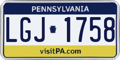 PA license plate LGJ1758
