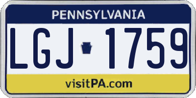 PA license plate LGJ1759