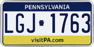 PA license plate LGJ1763