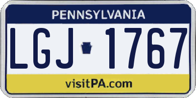 PA license plate LGJ1767