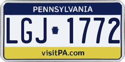 PA license plate LGJ1772
