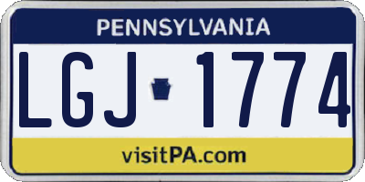 PA license plate LGJ1774