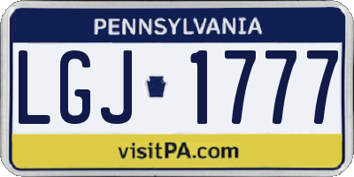 PA license plate LGJ1777