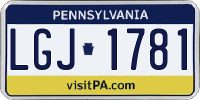 PA license plate LGJ1781
