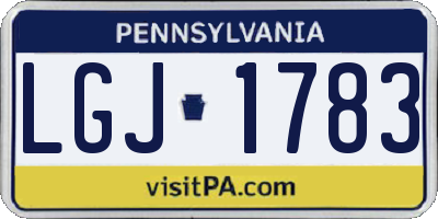 PA license plate LGJ1783