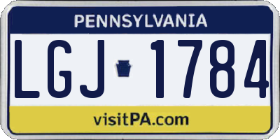 PA license plate LGJ1784