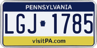 PA license plate LGJ1785