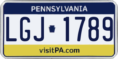 PA license plate LGJ1789
