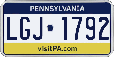 PA license plate LGJ1792
