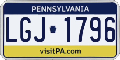 PA license plate LGJ1796