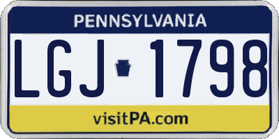 PA license plate LGJ1798