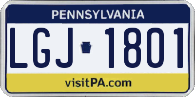 PA license plate LGJ1801