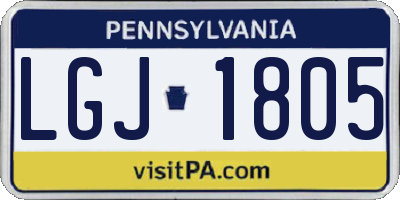 PA license plate LGJ1805