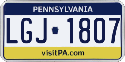 PA license plate LGJ1807