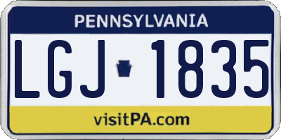 PA license plate LGJ1835