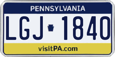 PA license plate LGJ1840