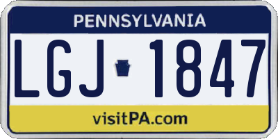 PA license plate LGJ1847