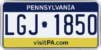 PA license plate LGJ1850