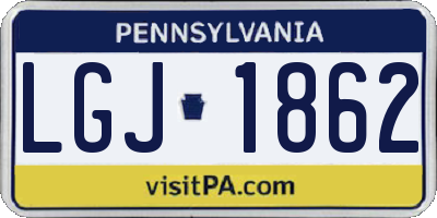 PA license plate LGJ1862