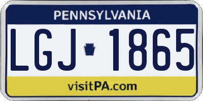 PA license plate LGJ1865