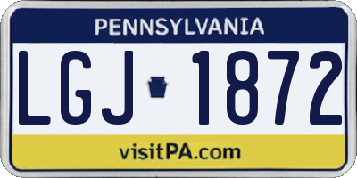 PA license plate LGJ1872