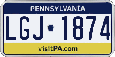 PA license plate LGJ1874