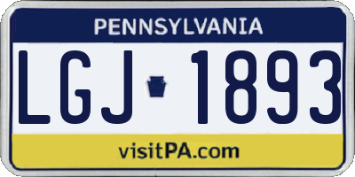 PA license plate LGJ1893