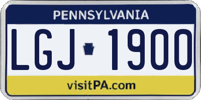 PA license plate LGJ1900