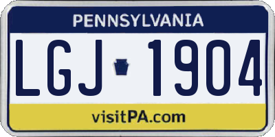 PA license plate LGJ1904