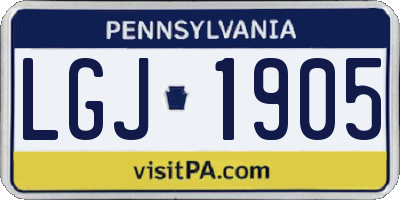 PA license plate LGJ1905
