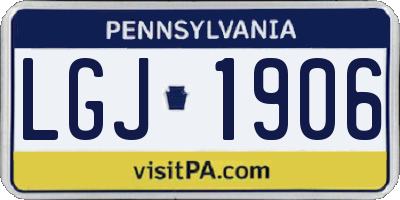 PA license plate LGJ1906