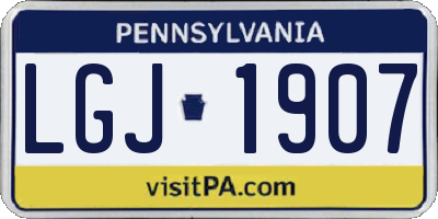 PA license plate LGJ1907