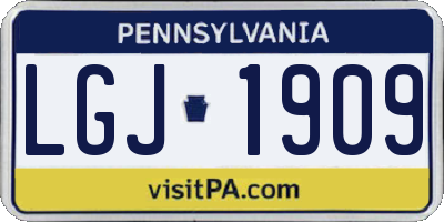 PA license plate LGJ1909