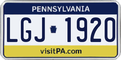 PA license plate LGJ1920