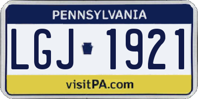 PA license plate LGJ1921