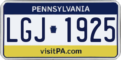 PA license plate LGJ1925