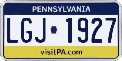 PA license plate LGJ1927