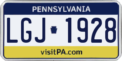 PA license plate LGJ1928