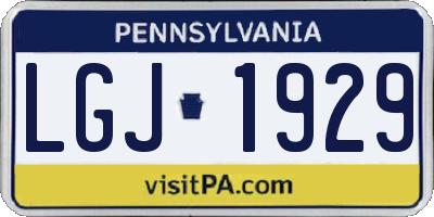 PA license plate LGJ1929