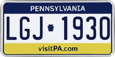 PA license plate LGJ1930