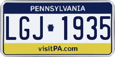 PA license plate LGJ1935