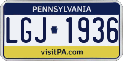 PA license plate LGJ1936