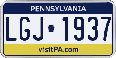 PA license plate LGJ1937