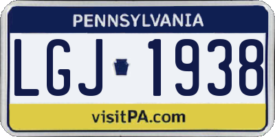 PA license plate LGJ1938