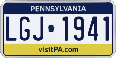 PA license plate LGJ1941