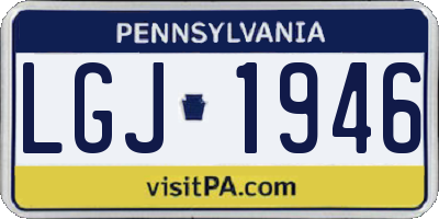 PA license plate LGJ1946