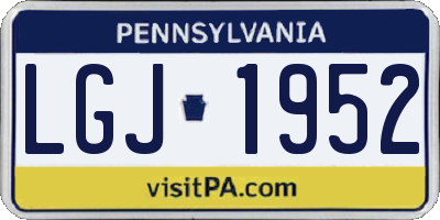 PA license plate LGJ1952