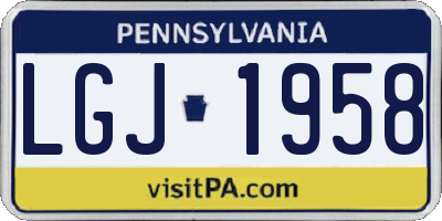 PA license plate LGJ1958