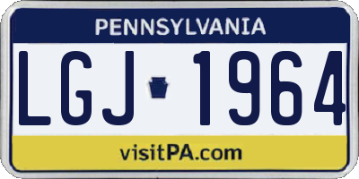 PA license plate LGJ1964